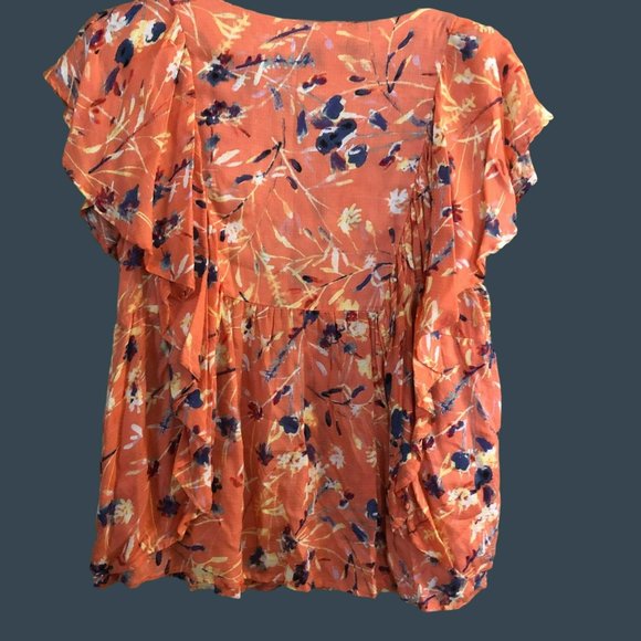 Haute Hippie Tribe Flowy Peplum Boho Flutter Sleeve Top Large - Picture 5 of 7